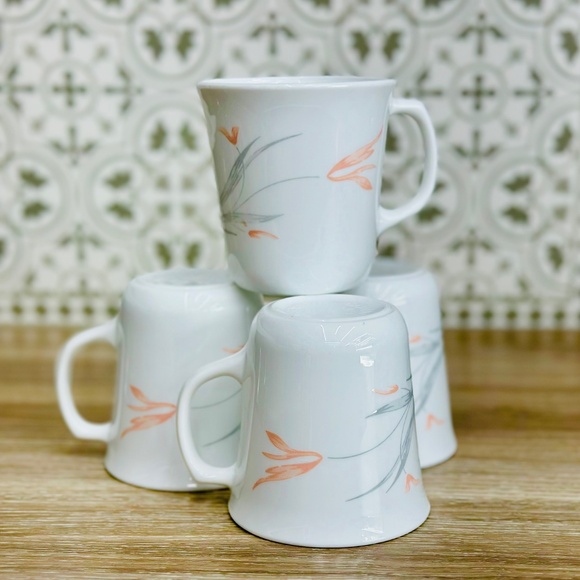 Vintage Corelle Desert Rose Pattern Mugs Cups by Corning - Set of 4 - Picture 4 of 4